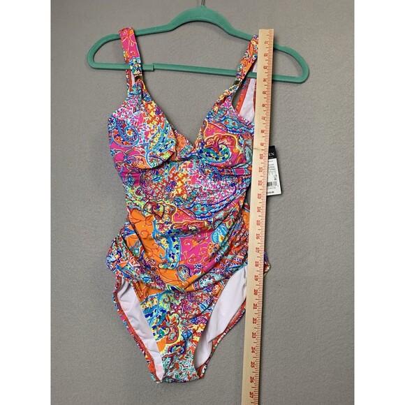 Lauren Ralph Lauren Bathing Suit Sz 6 Multi Paisley Over-The-Shoulder Underwire - Picture 9 of 9
